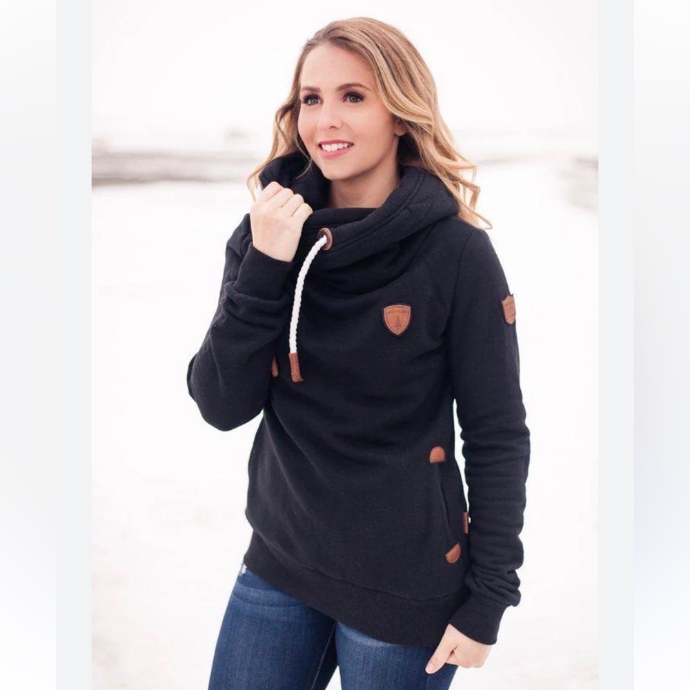 Naketano Brave New World DarkGrey-Black Anchor Print Contrast Hoody-SzM-like new